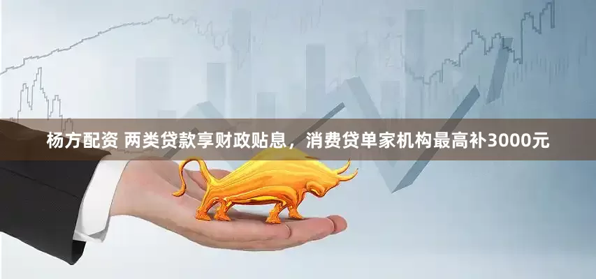 杨方配资 两类贷款享财政贴息，消费贷单家机构最高补3000元